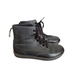 Dr Doc Martens Leyton Womens Soft Leather Casual Boots Size 6 Black Lace up